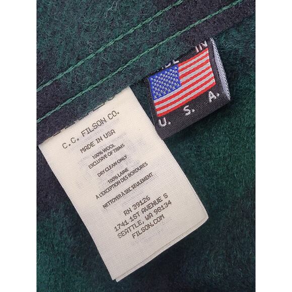 Filson 1940s Mackinaw Wool Cruiser Jacket Green & Black Plaid Sz L - Picture 8 of 8